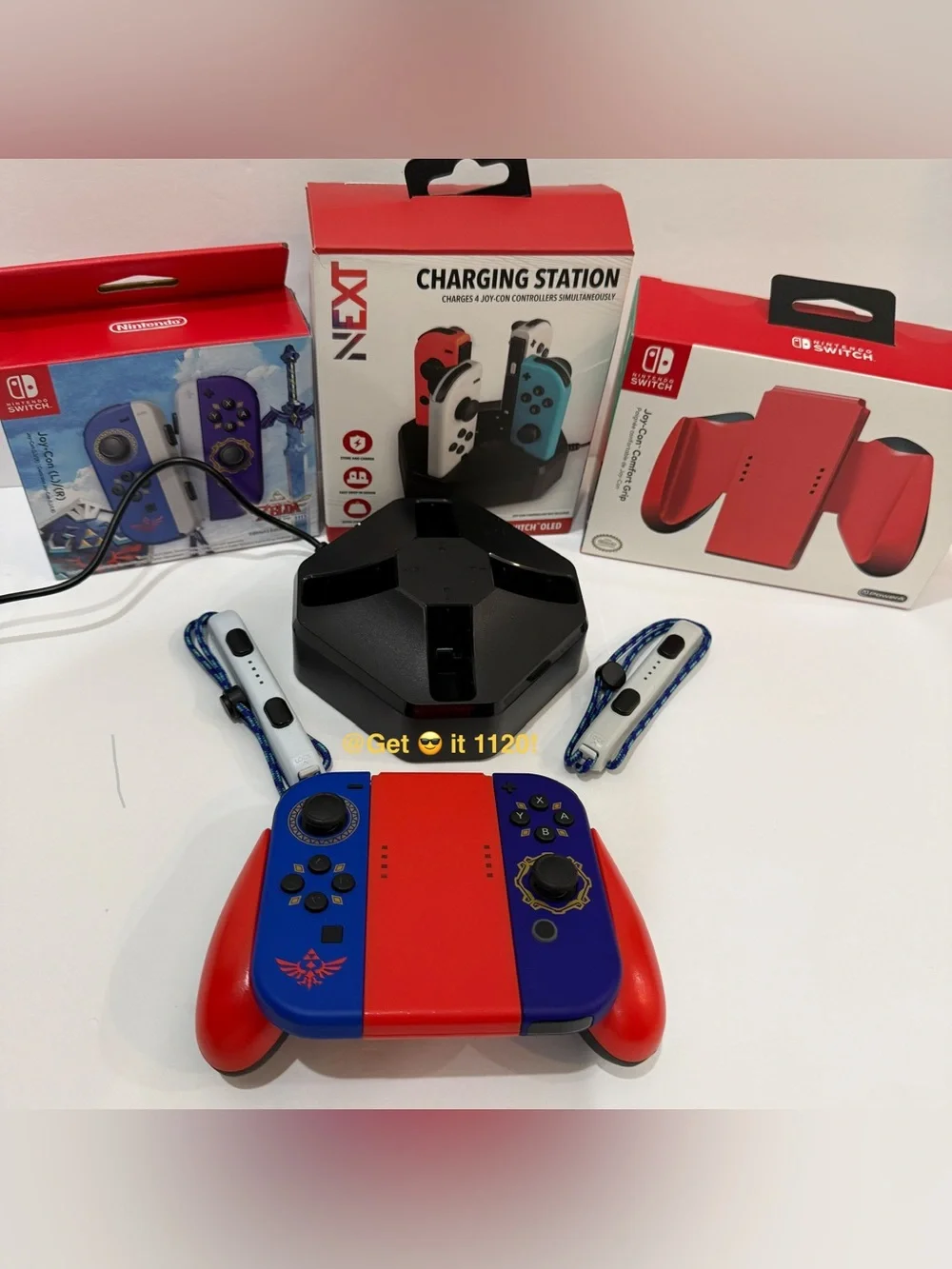 Bundle Nintendo Switch Joy-Con (L)(R) Zelda + Joy Con Comfort Grip & Charging